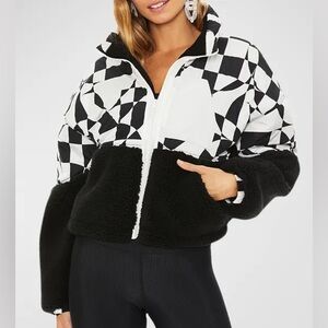 Beach Riot Lily Geometric Sherpa Cropped Jacket